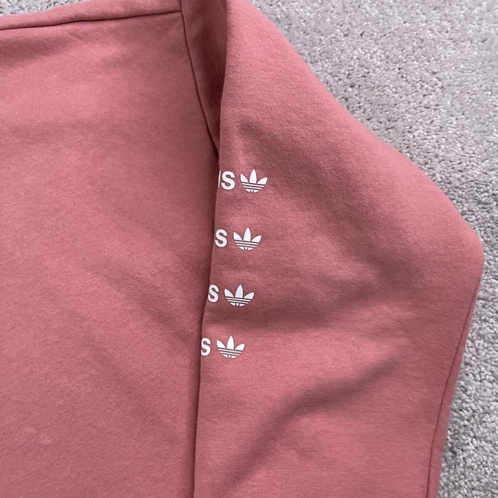 Adidas Sweatshirt Womens Medium Pink Trefoil Repeat Quarter Zip Pullover Sweater - Picture 6 of 13